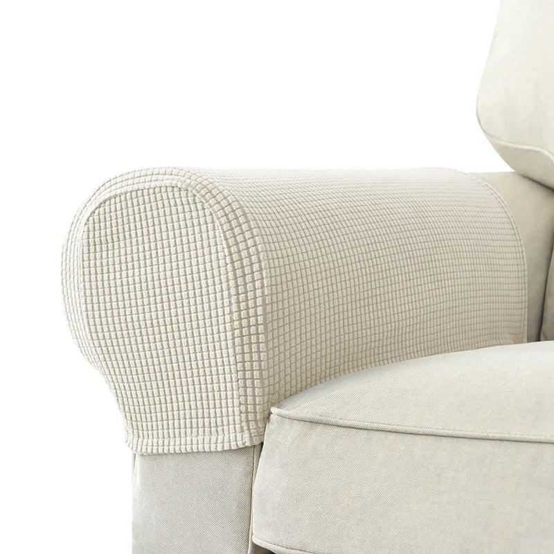 Housse Accoudoir Extensible Texturée Gris Pour Canapé Protection Contre Taches Et Usure Design Minimaliste