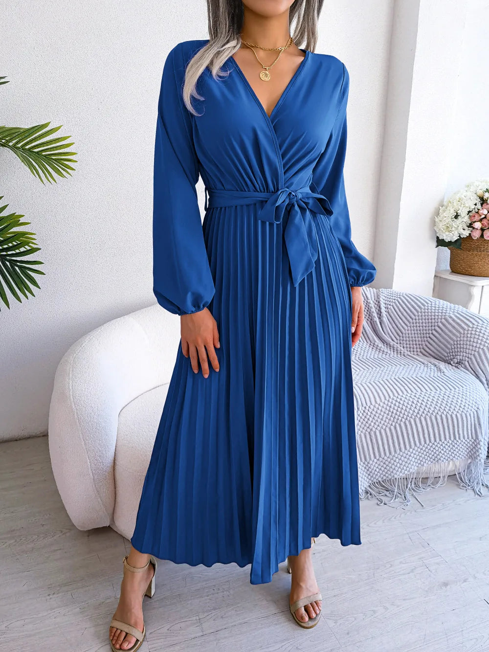 Robe Maxi Décolleté En V Ellie Amawinc Élégante Et Polyvalente Pour Quotidien Et Occasions