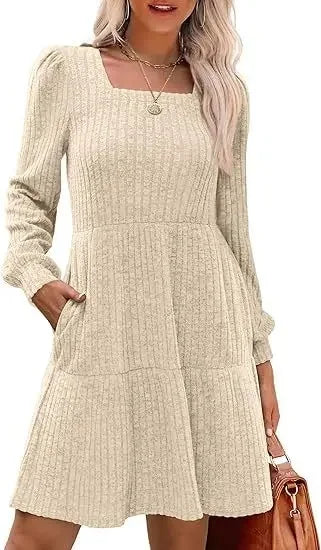 Robe Mini Élégante Emma Amawinc Encolure Carrée Pour Femme Élégance Intemporelle Et Confort Moderne