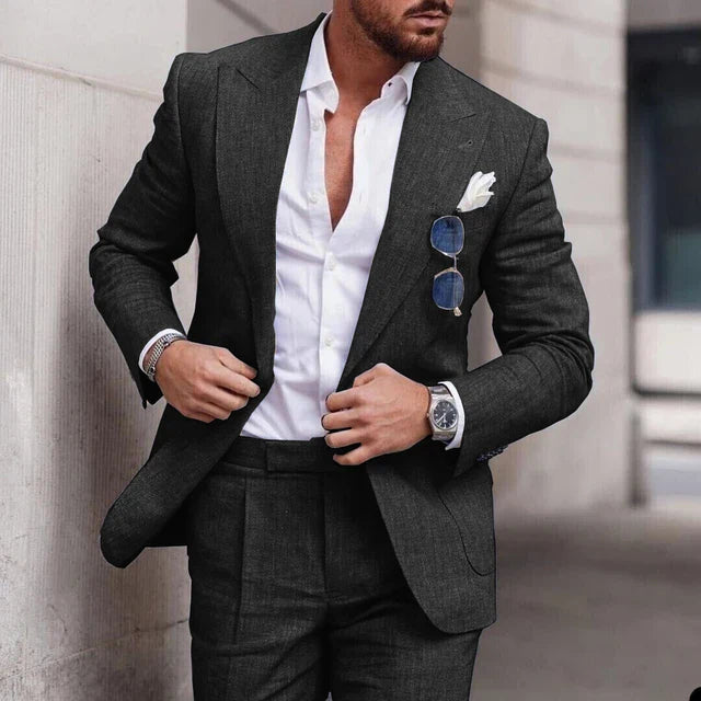 Amawinc Costume Homme Slim Fit Beige Léger Respirant À Simple Boutonnage Flair Nordique Élégant
