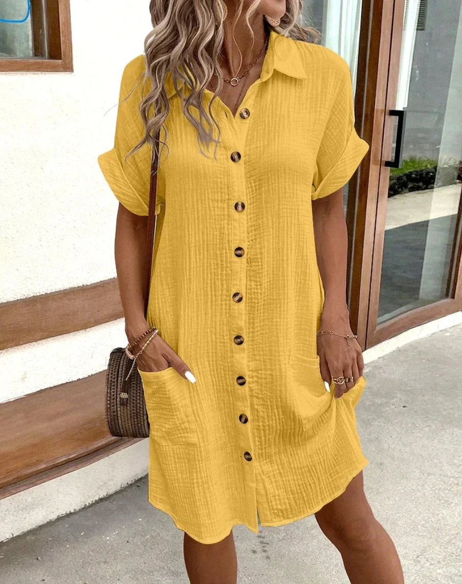 Robe Mini En Coton Lin Sérénité Décontractée Pour Été Confort Respirant Élégance Quotidienne