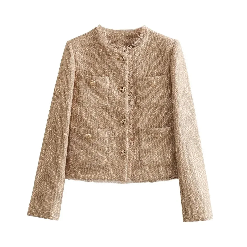 Emily Veste Tweed Pour Femme Boutonnée Devant Style Chic Bureau Et Sorties Quotidiennes