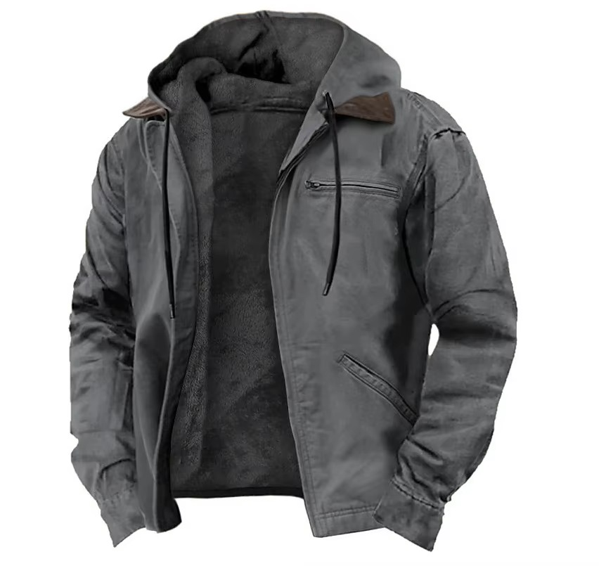 Veste Polaire À Capuche Homme Amawinc Hivernale Avec Poches Zippées Doublure Chaude Pour Plein Air