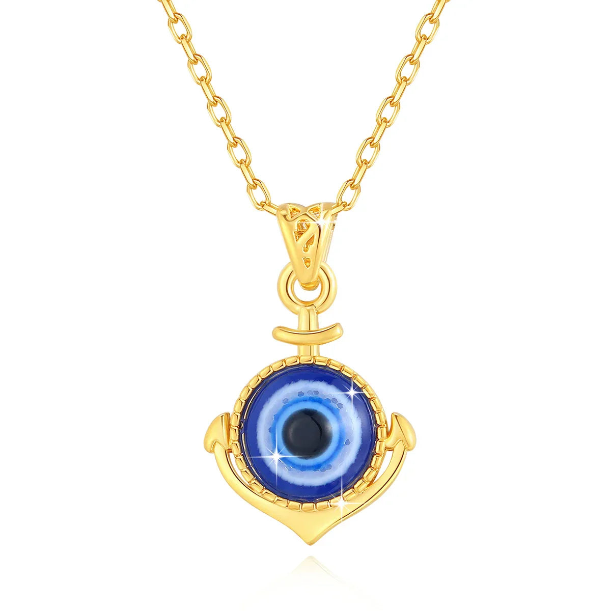 Collier Œil Céleste En Or 18K Pendentif Protecteur Raffiné Léger Pour Style Décontracté Ou Élégant