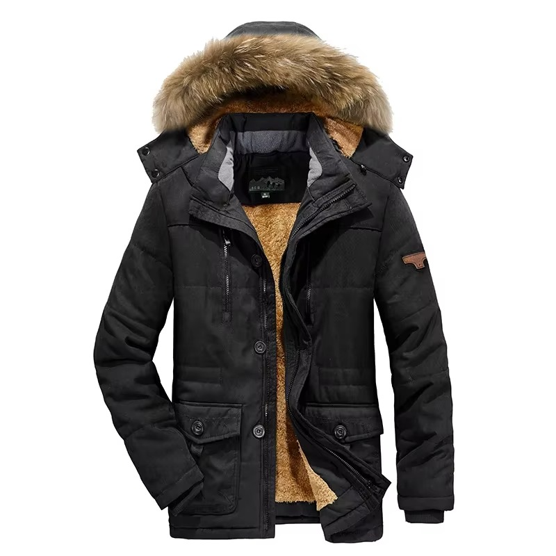 Parka Homme Hivernale Avec Doublure En Molleton Épais Et Poches Multiples Pour Temps Très Froid