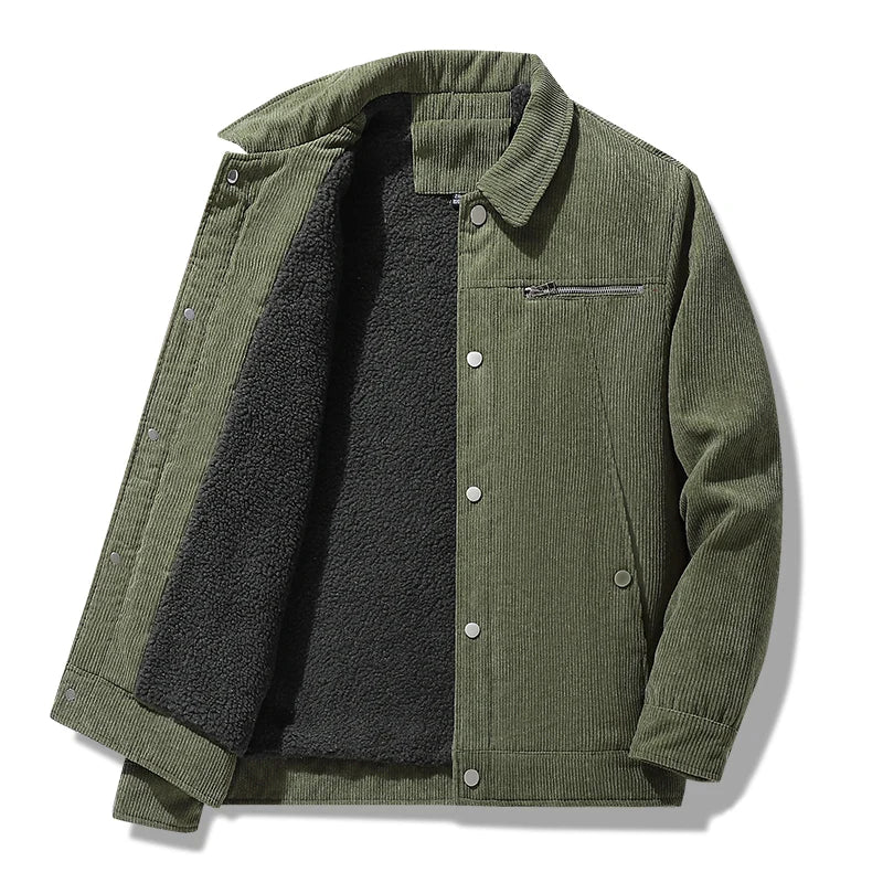 Veste Velours Côtelé À Côtes Doublée De Polaire Col Rabattu Avec Finitions Métalliques Brillantes
