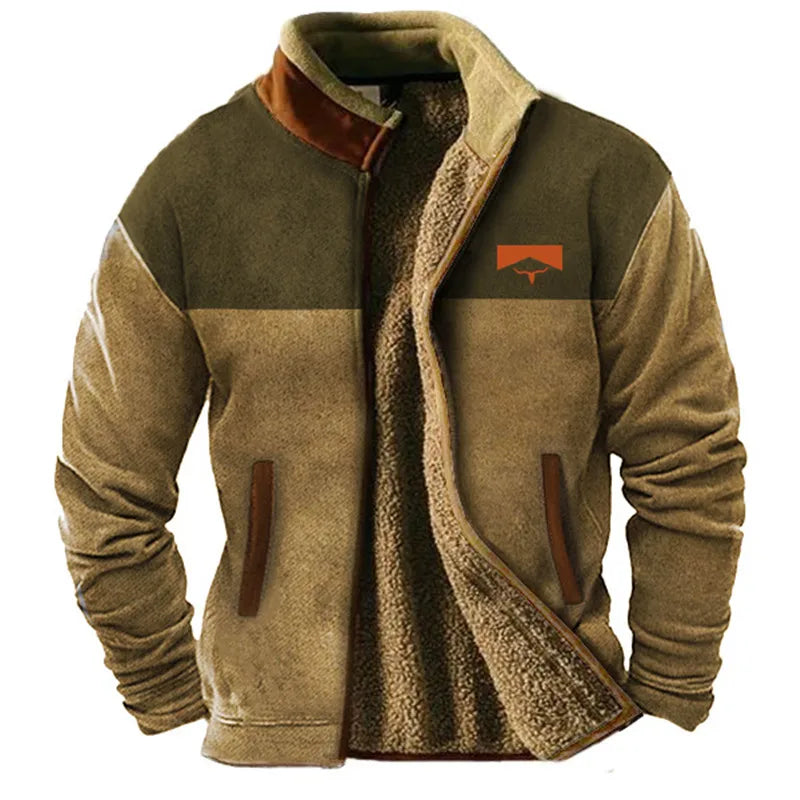 Veste Polaire Sherpa Doublée Pour Homme À Blocs De Couleur Avec Fermeture Éclair Et Poches Coupe Décontractée
