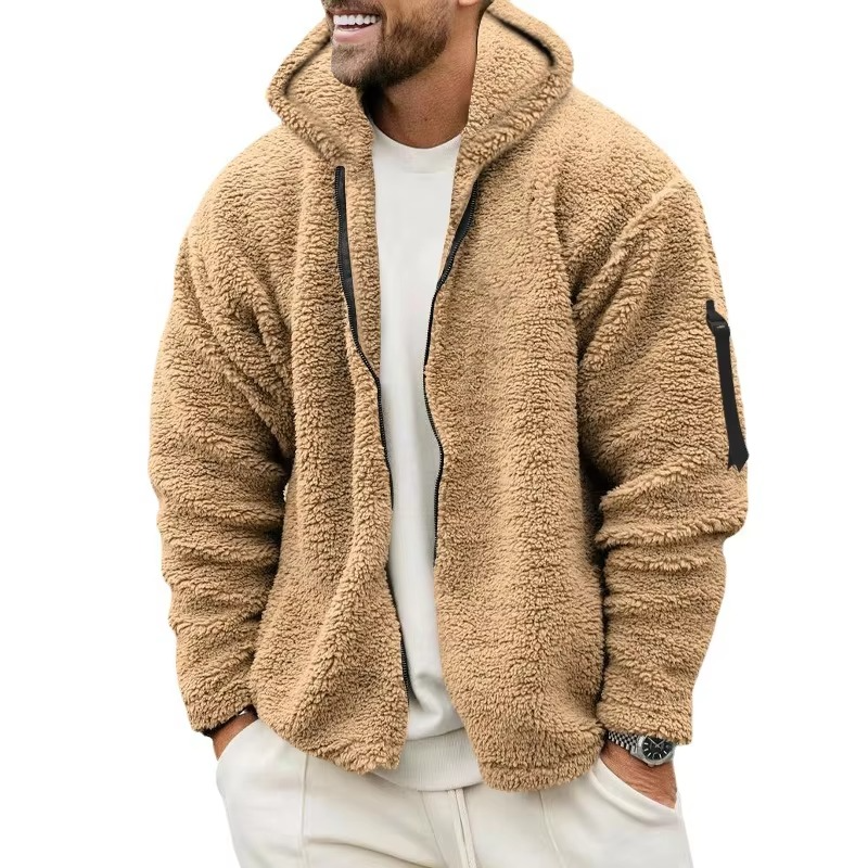 Veste Réversible En Polaire À Capuche Pour Homme Chaude Confortable Pour Automne Hiver Activités Extérieures
