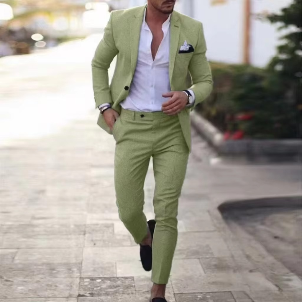 Amawinc Ensemble Deux Pièces En Lin Respirant Pour Homme Blazer Et Pantalon Pour Mariages Plage Et Événements Été