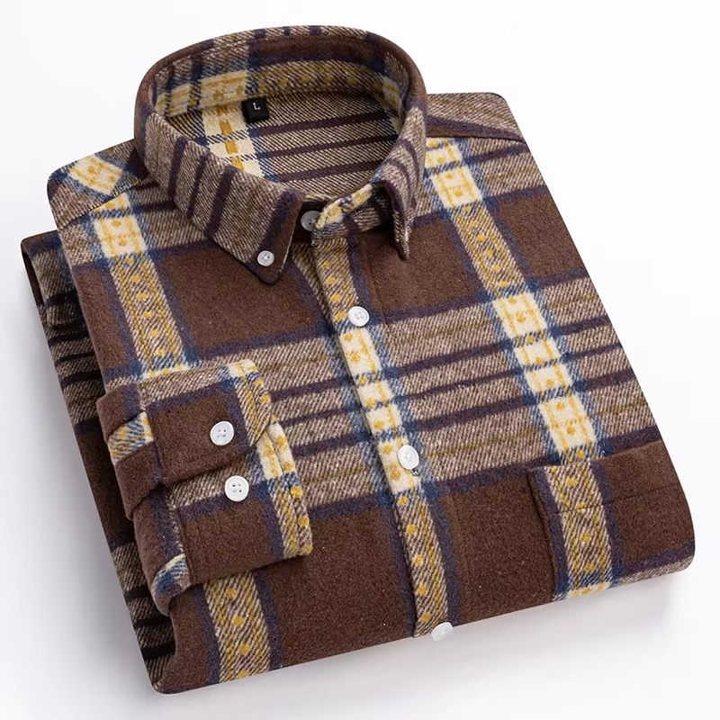 Chemise Pour Homme À Carreaux Taille Plus 7XL Manches Longues 100 Pour Cent Coton Avec Poche Poitrine Unique