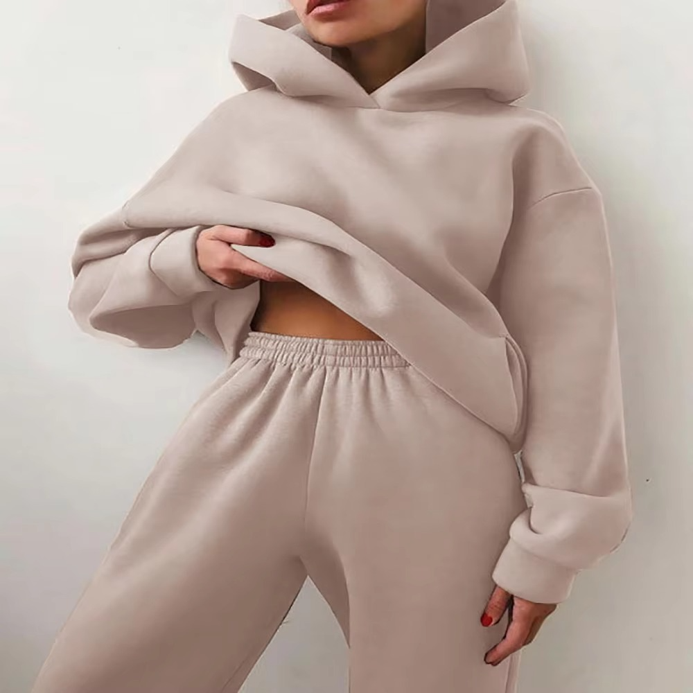 Survêtement Femme Capuche Oversize Et Joggers En Coton Doux Pour Un Confort Décontracté