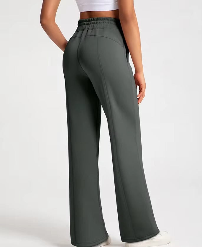 Pantalon de Yoga Alma à Taille Haute Coupe Droite Ample Évasé aux Chevilles Tissu Respirant Confortable