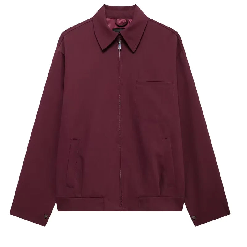 Veste Bomber Zippée Pour Femme Emma Amawinc Bordeaux Confort Quotidien Élégance Décontractée Polyvalente