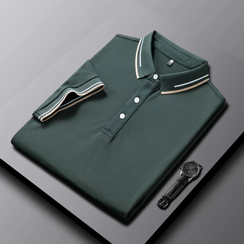 Polo AeroKnit Sur Mesure Respirant Avec Texture Fine Et Col Poignets Contrastés Élégants