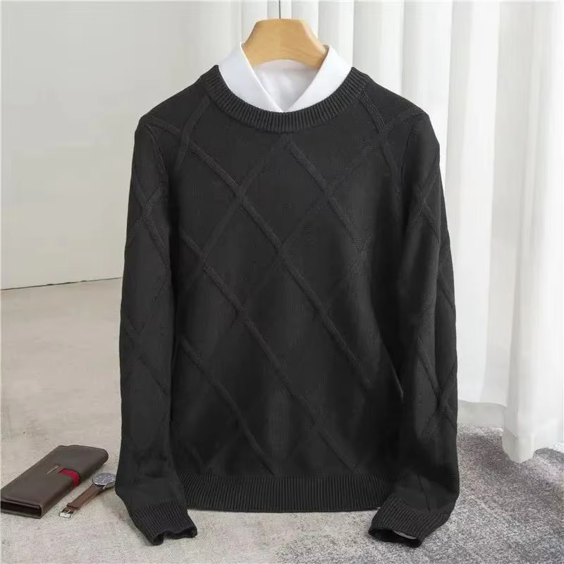 Amawinc Pull en Cachemire Classique pour Hommes Col Rond Chaud et Style Intemporel