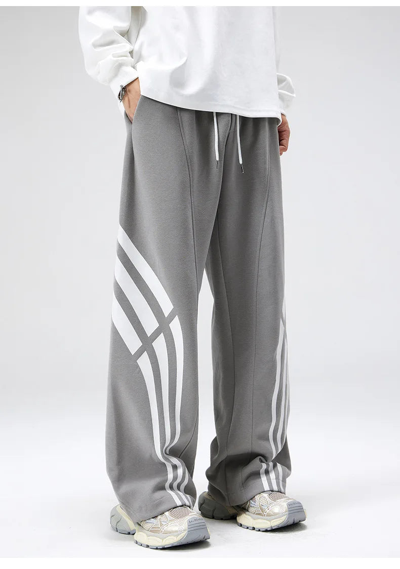 Pantalon De Survêtement Coupe Droite Warp Avec Design À Rayures Étendues Et Coloris Pierre Ou Noir Vintage