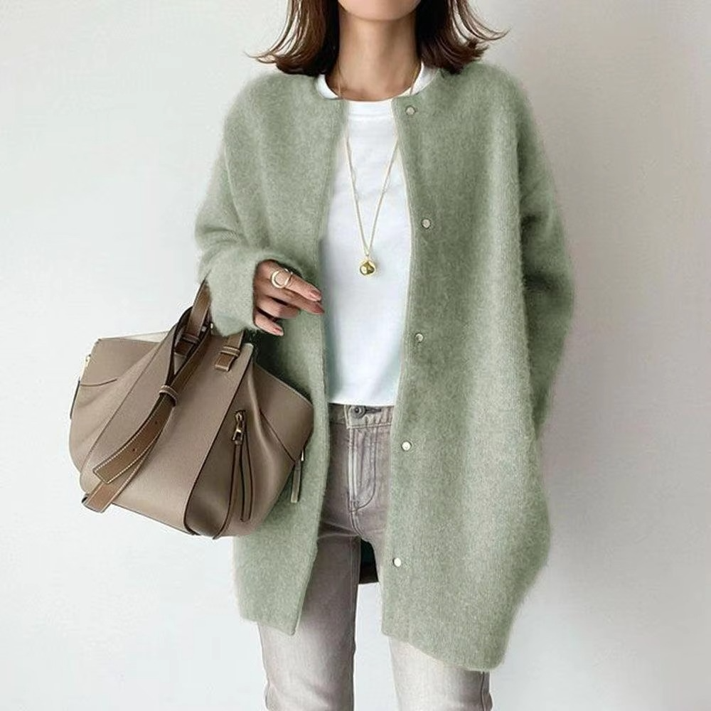 Cardigan En Maille Automne Vintage Boutonné Simple Pour Femmes Confort Et Élégance Quotidienne