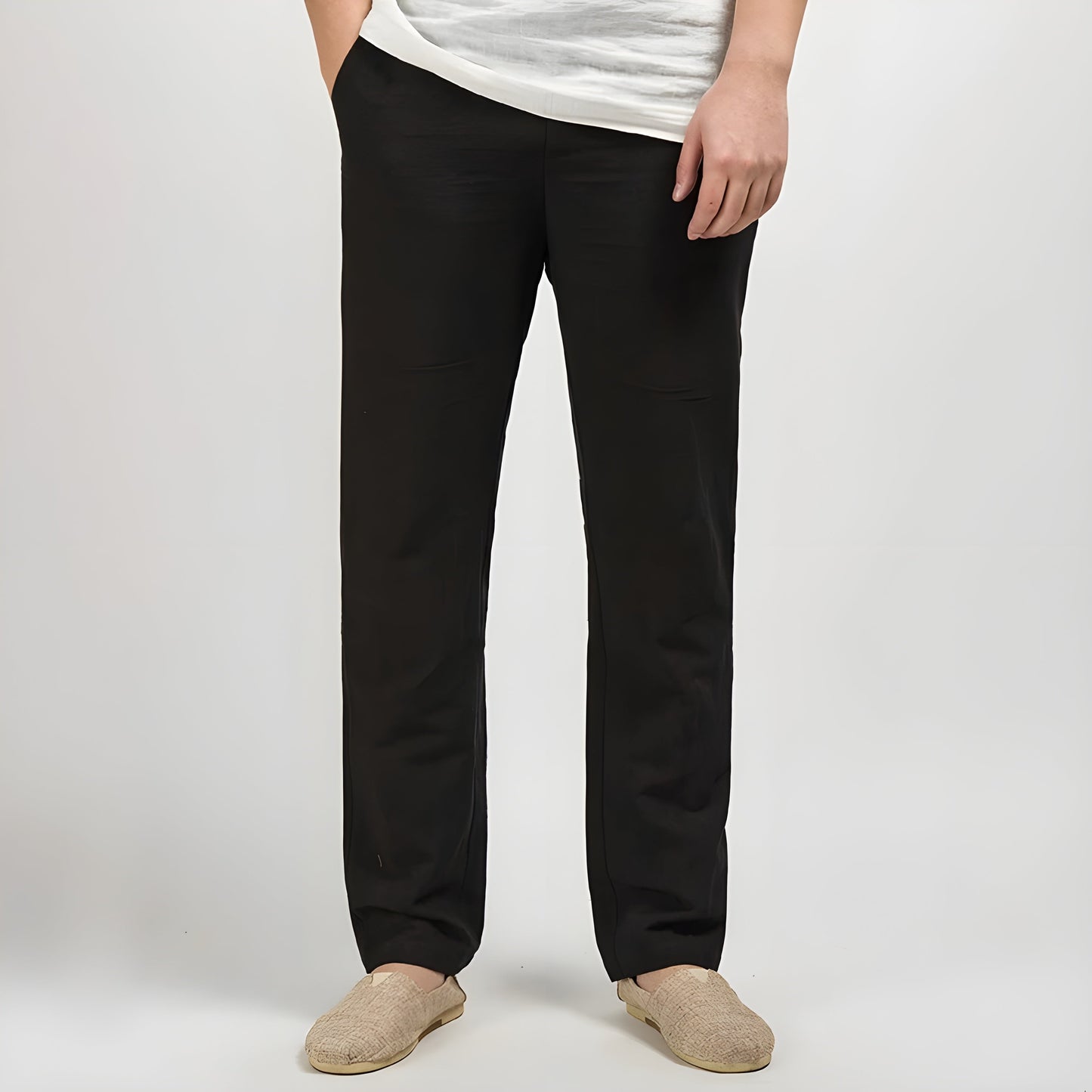 Pantalon Lin Et Coton Coupe Droite Longueur Cheville Poches Latérales Confort Durable Style Smart Casual