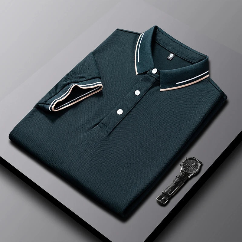Polo AeroKnit Sur Mesure Respirant Avec Texture Fine Et Col Poignets Contrastés Élégants