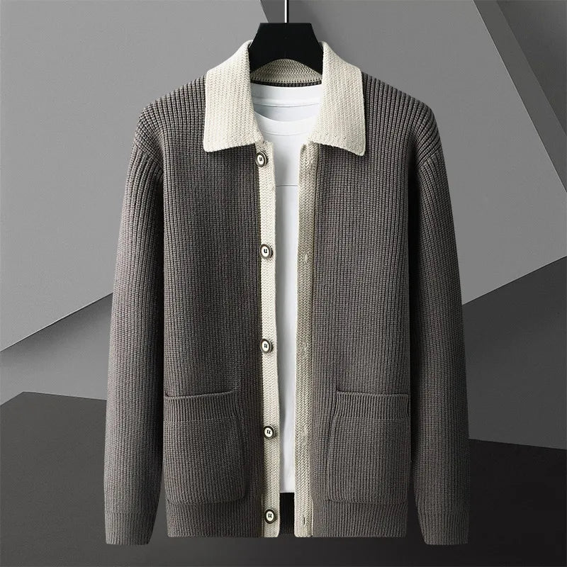 Marino Pull En Tricot Bicolore Avec Col Contrasté Coupe Smart Casual Et Confortable Pour L'Automne