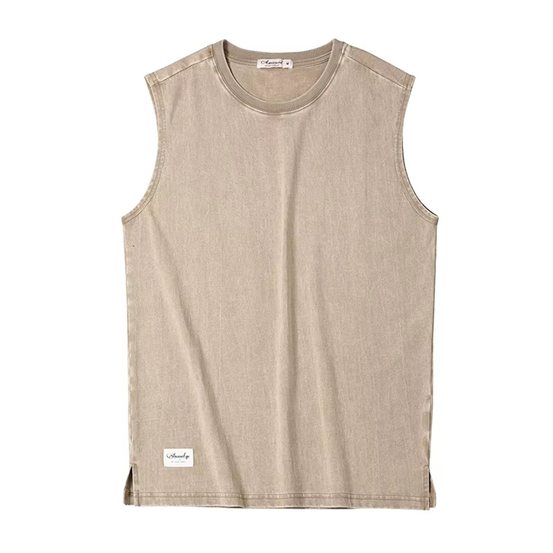 Débardeur Sans Manches Essentiel En Coton Lavé Avec Finition Brute Et Tons Délavés Pour Style Décontracté