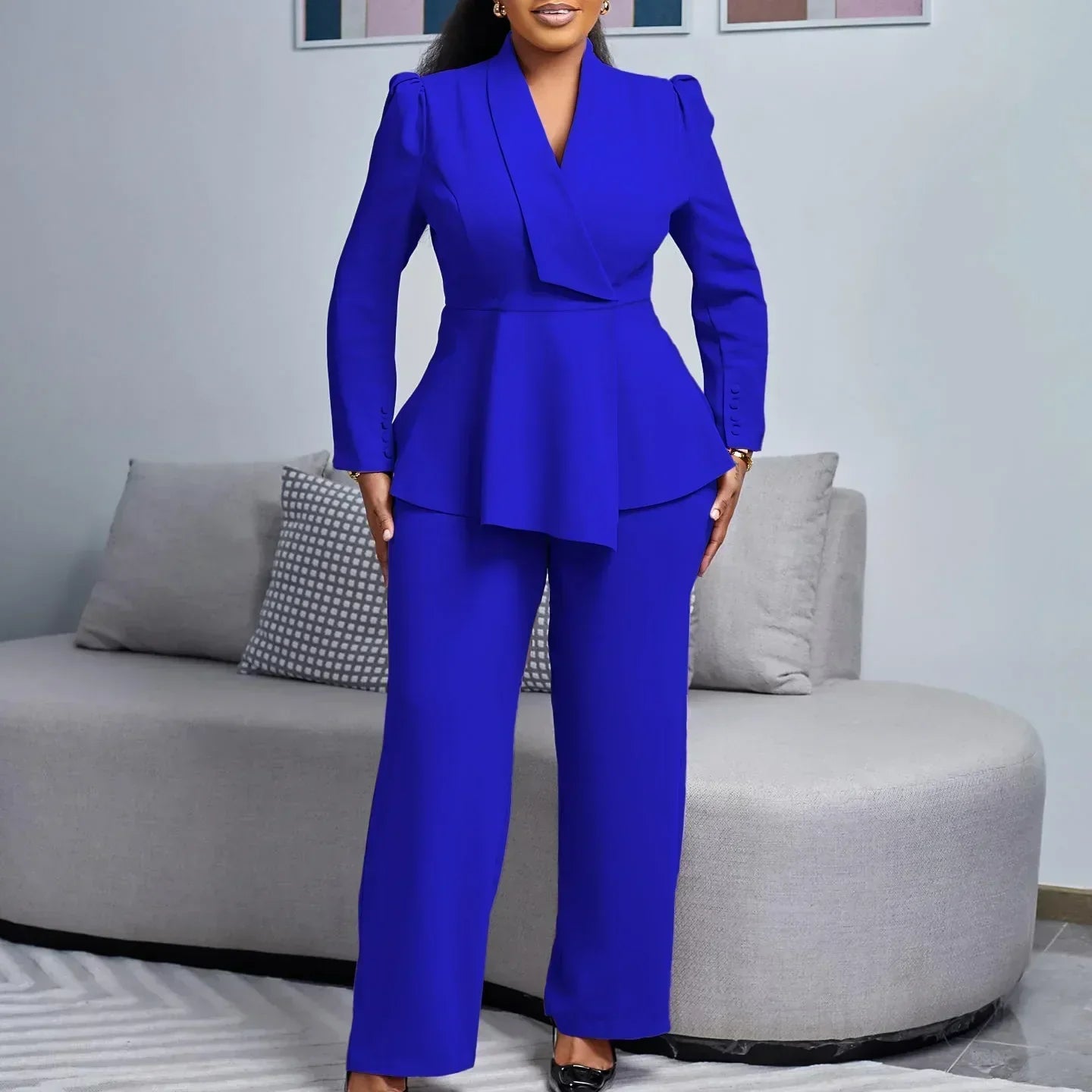 Kylie Ensemble Tailleur Chic Pour Femme Blazer Long Tailoré Peplum Avec Élégant Pour Réunions Professionnelles