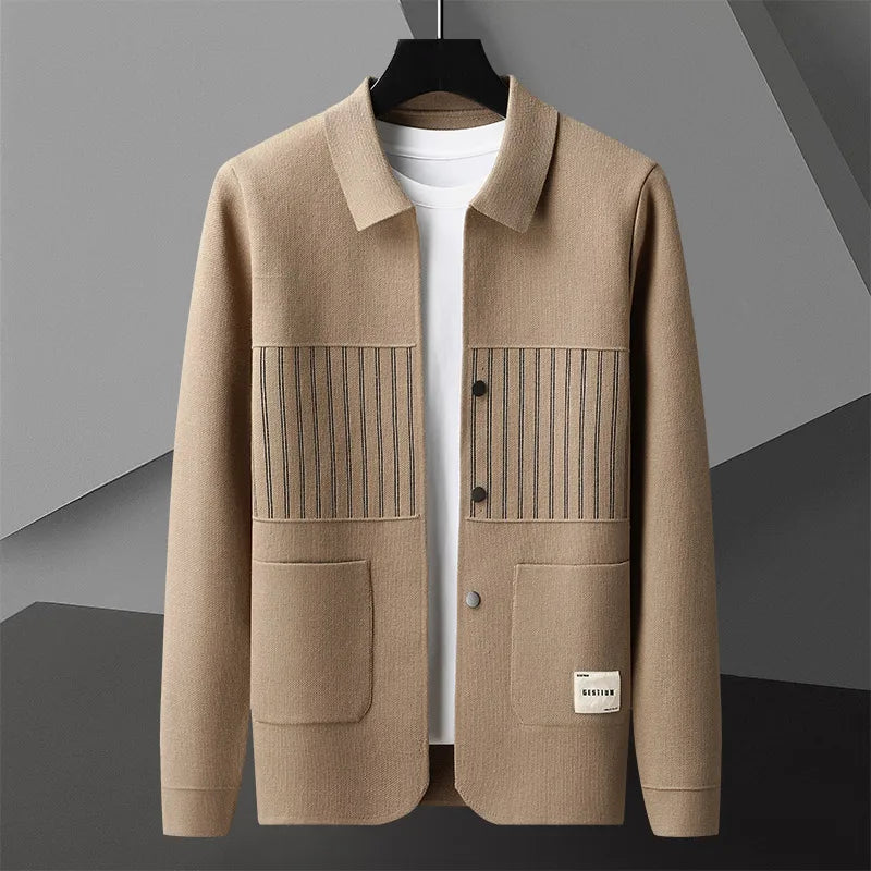 Cardigan En Maille Noble Avec Col Polo Coupe Slim Adaptable Lavable En Machine Polyester Acrylique Polyamide