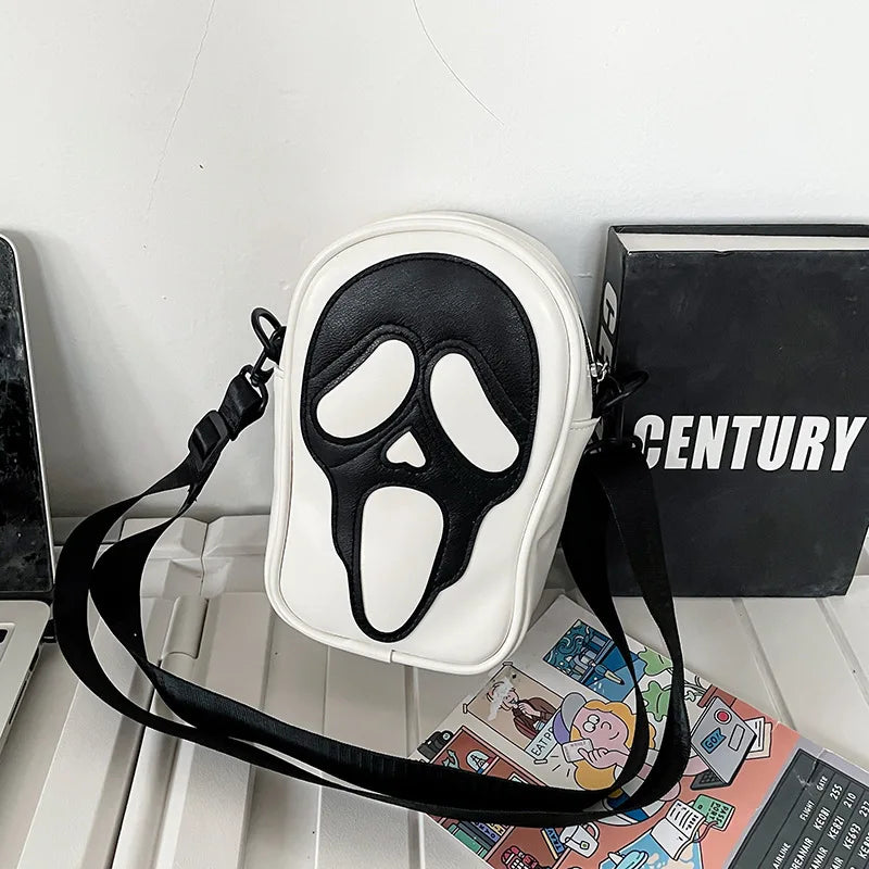 Amawinc Sac Bandoulière Scream En Cuir Lisse Avec Courroie Réglable Et Fermeture Éclair Sécurisée