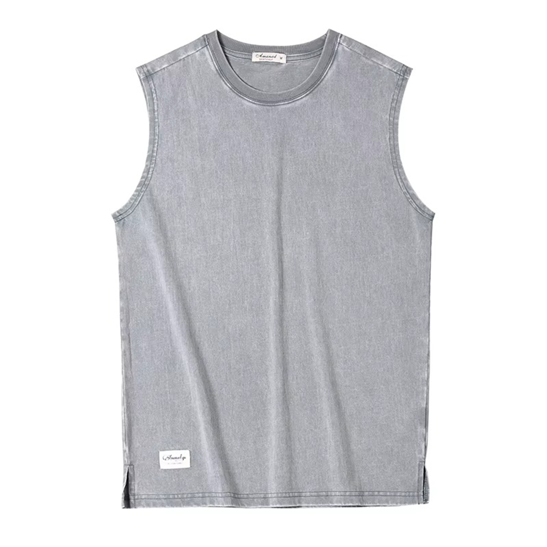Débardeur Sans Manches Essentiel En Coton Lavé Avec Finition Brute Et Tons Délavés Pour Style Décontracté