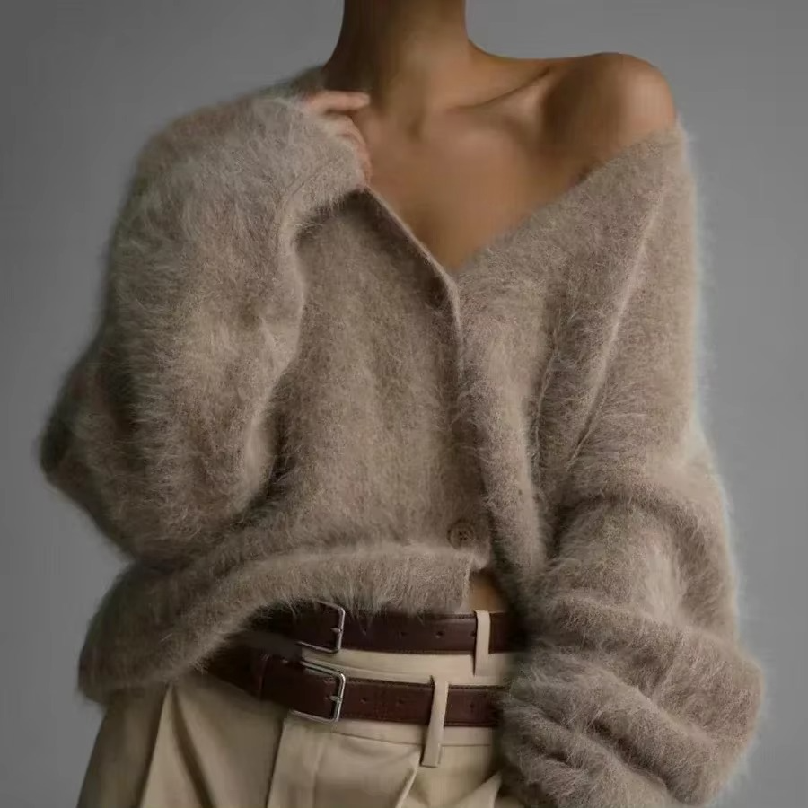Cardigan Femme Oversize En Maille Col V Boutonné Manteau Pull Confort Chic Toutes Saisons