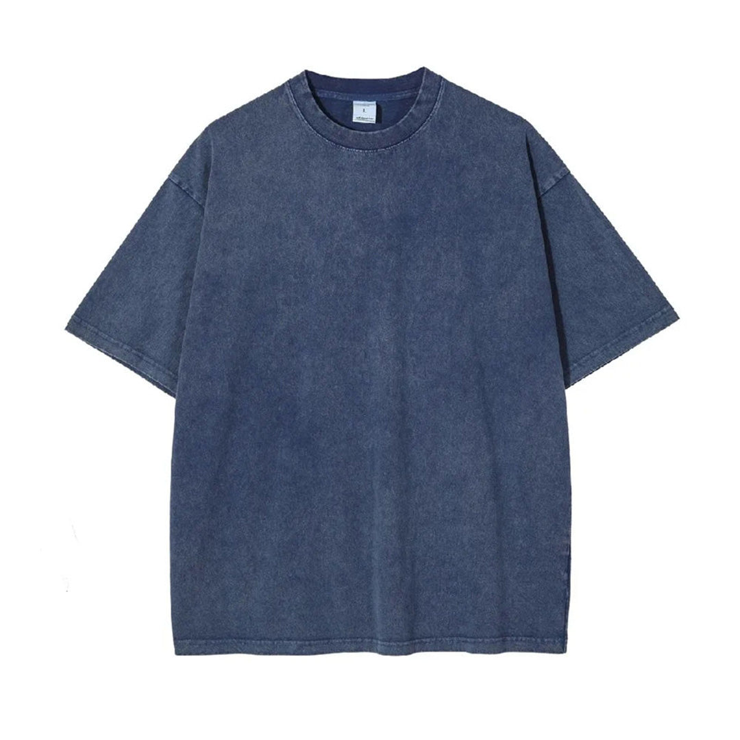 T Shirt Oversize Distressé Délavé En Coton Vintage Multicolore Manches Courtes Coupe Décontractée
