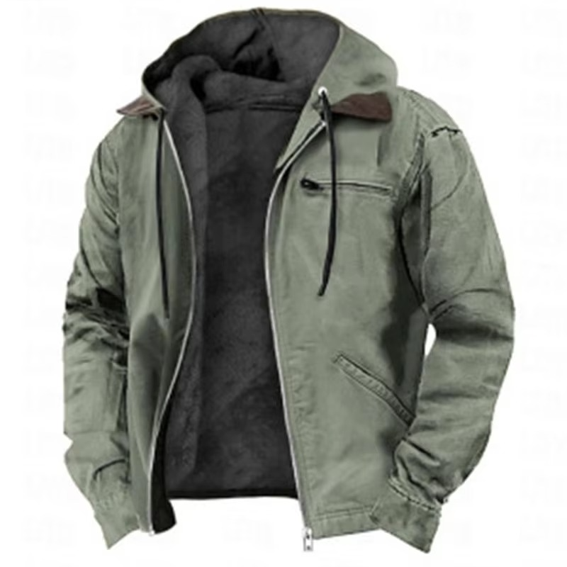 Veste Polaire À Capuche Homme Amawinc Hivernale Avec Poches Zippées Doublure Chaude Pour Plein Air