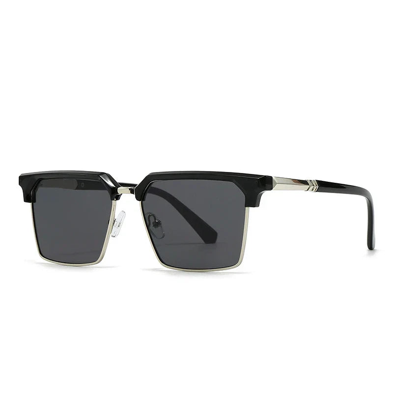 Amawinc Verve Lunettes De Soleil Rétro Dégradé Avec Accents Dorés Protection UV400 Unisexe Monture Carrée