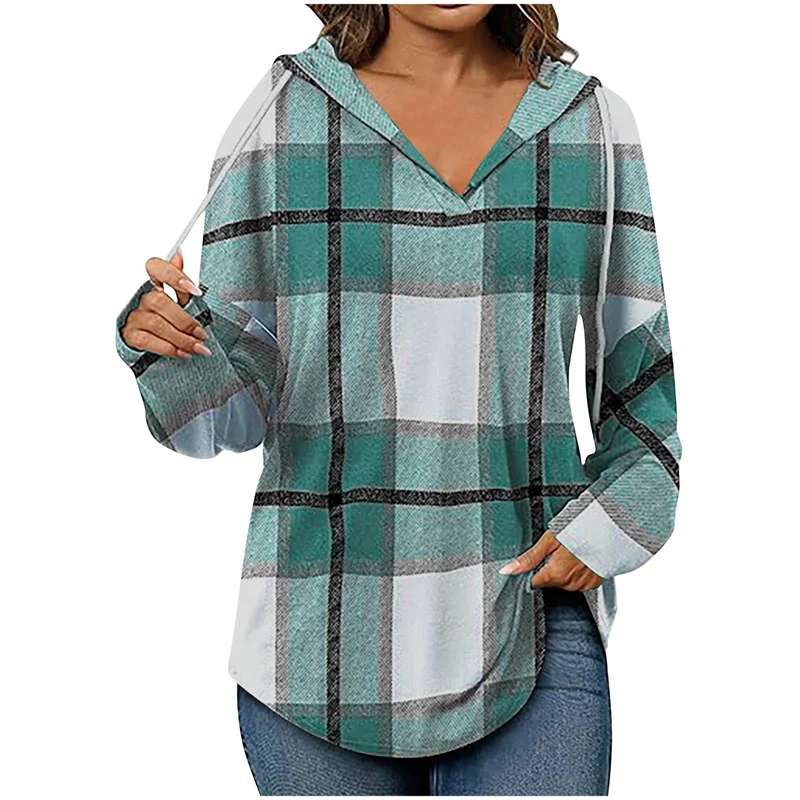 Ruby Sweat À Capuche Oversize Col V Motif Grille Confortable En Coton Polyester Doux