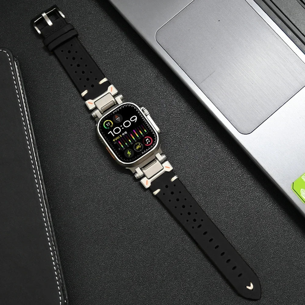 Bracelet Apple Watch En Cuir Véritable Jacek Avec Couture Soignée Et Finition Raffinée Pour Usage Quotidien