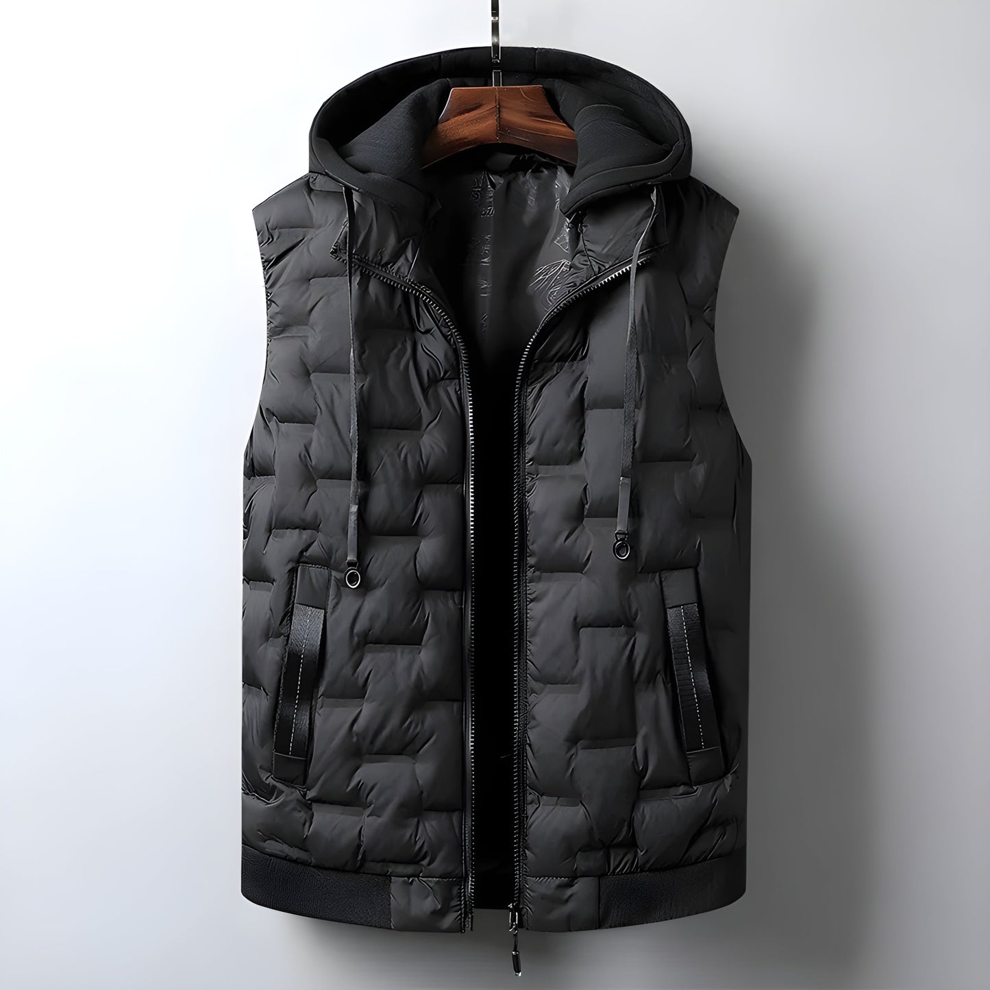 Gilet À Capuche Thermo Grid Isolation Thermique Core Matelassé Quadrillé Design Streetwear Moderne