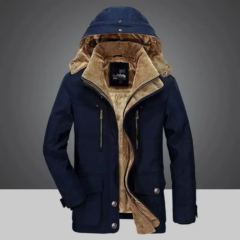 Parka Homme Hivernale Avec Doublure En Molleton Épais Et Poches Multiples Pour Temps Très Froid