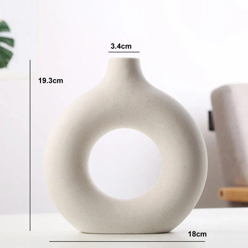 Vase Circulaire Harmony en Céramique Texturée Inspiré par la Pierre Naturelle pour Déco Minimaliste