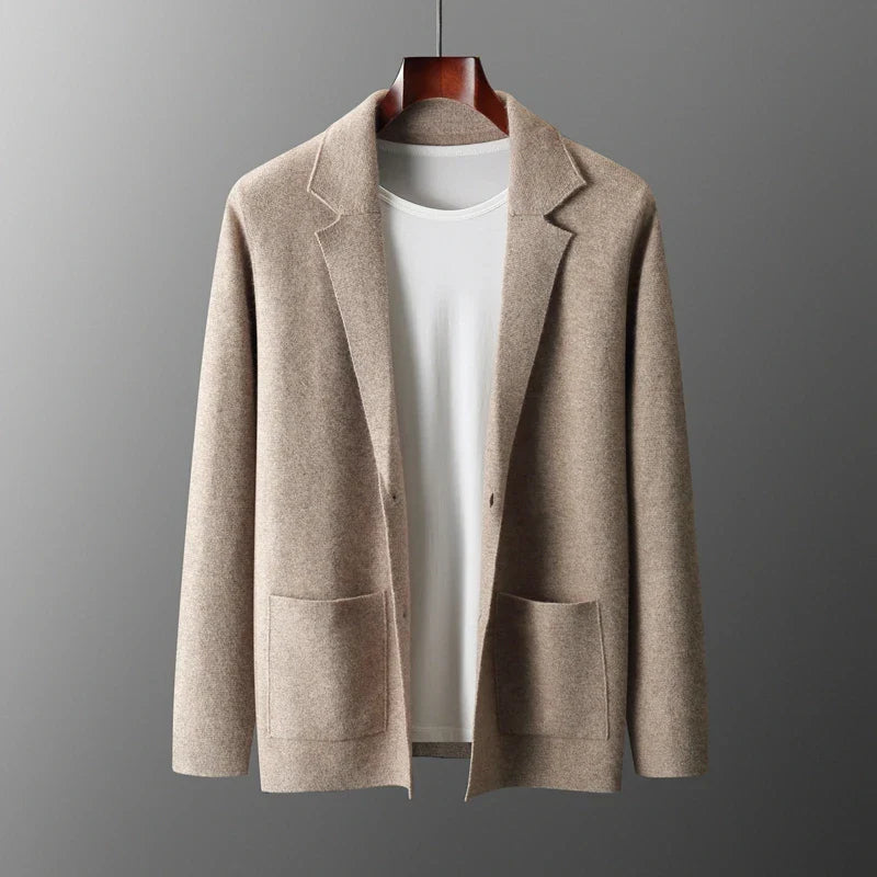 Cardigan En Laine Pour Homme Nordisk Flair Coupe Tailorée Longueur À La Hanche Revers Cranté Poches Passepoilées