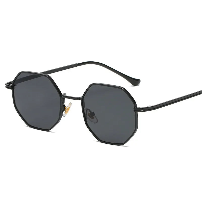 Lunettes Amari Vintage Octogonales UV400 Métal Alliage Unisexe Pont Unique Plaqué Or Style Rétro Moderne