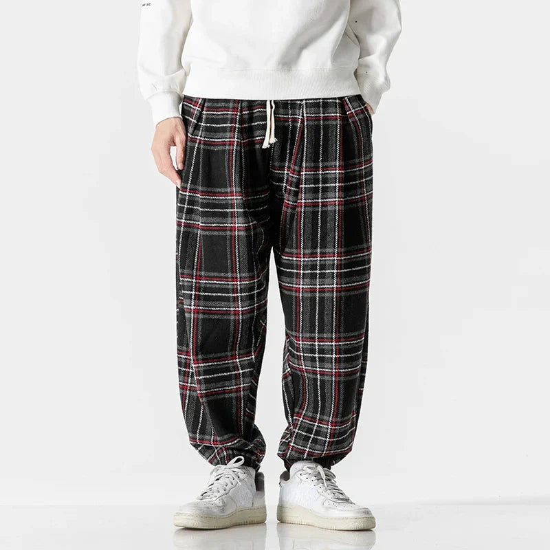 Pantalon De Survêtement Plaid Pour Homme Avec Cordon Taille Réglable Doux Et Respirant Design À Carreaux Intemporel