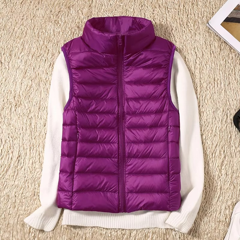 Gilet Sans Manches Court en Duvet pour Femme Léger Matelassé Nylon Chaud Confortable Idéale Hiver et Activité
