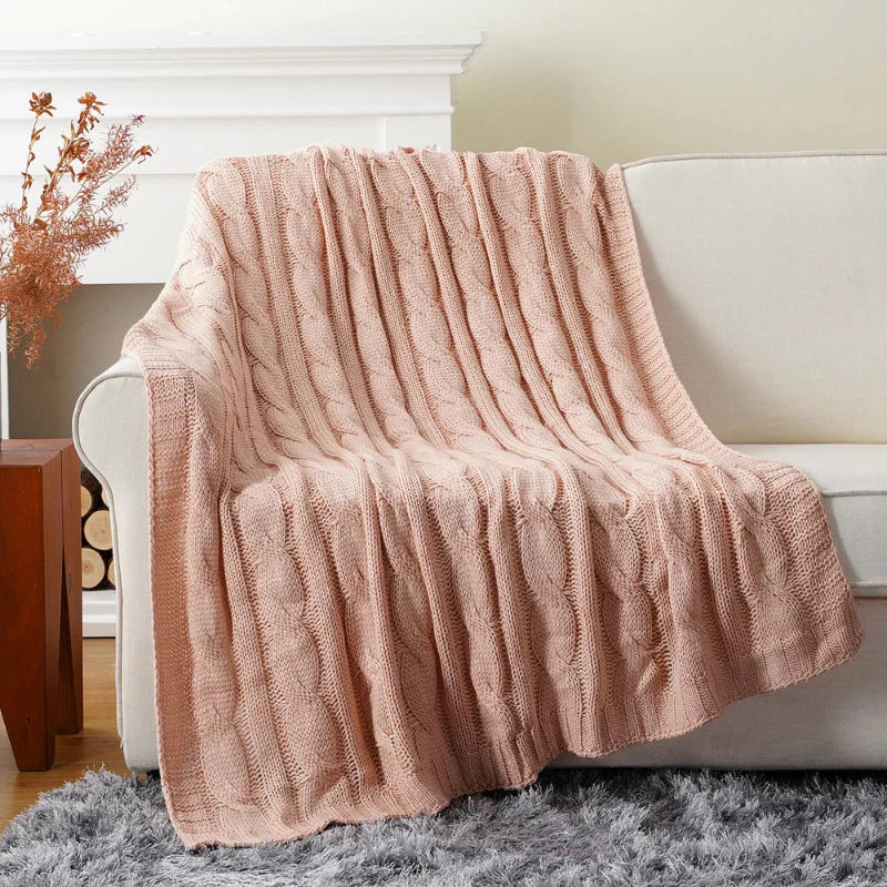 Battilo Couverture En Maille Texturée Ultra Douce Pour Lit Et Canapé Décor Chaleureuse Confortable