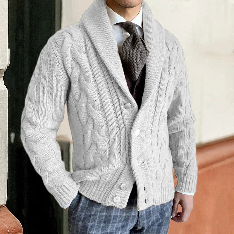 Cardigan En Laine Brock London Pour Homme Maille Douce Avec Fermeture Boutons Sur Toute La Longueur Coupe Ajustée