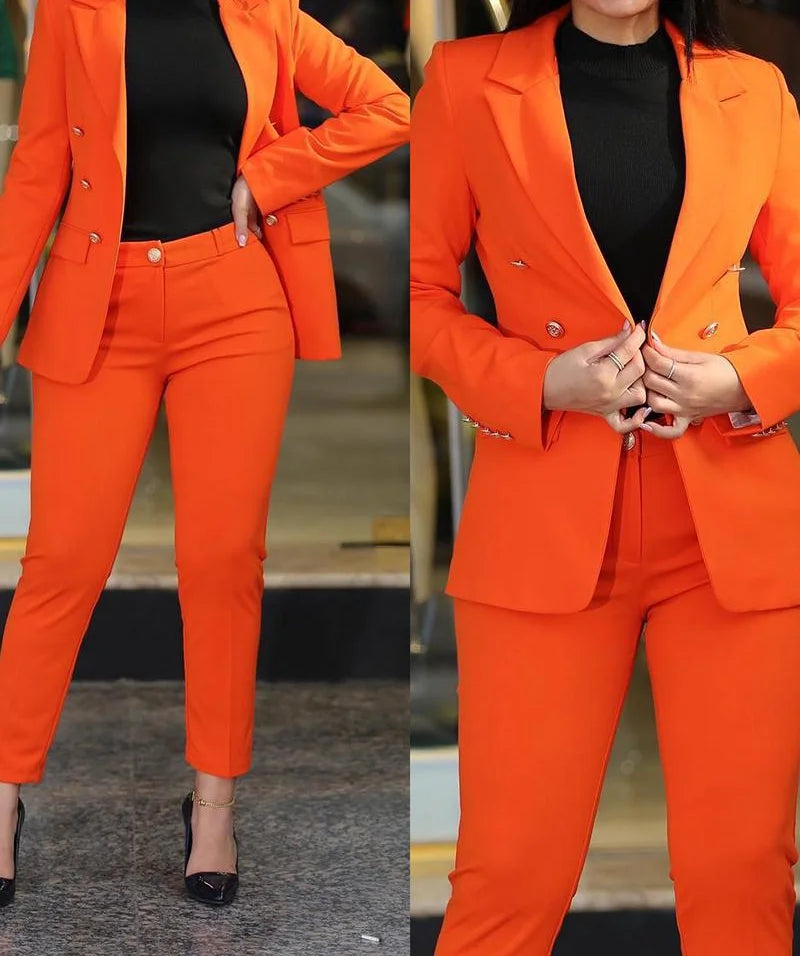 Avelena Damen-Zweiteiler: Elegantes, legeres Kostüm mit Blazer und Hose