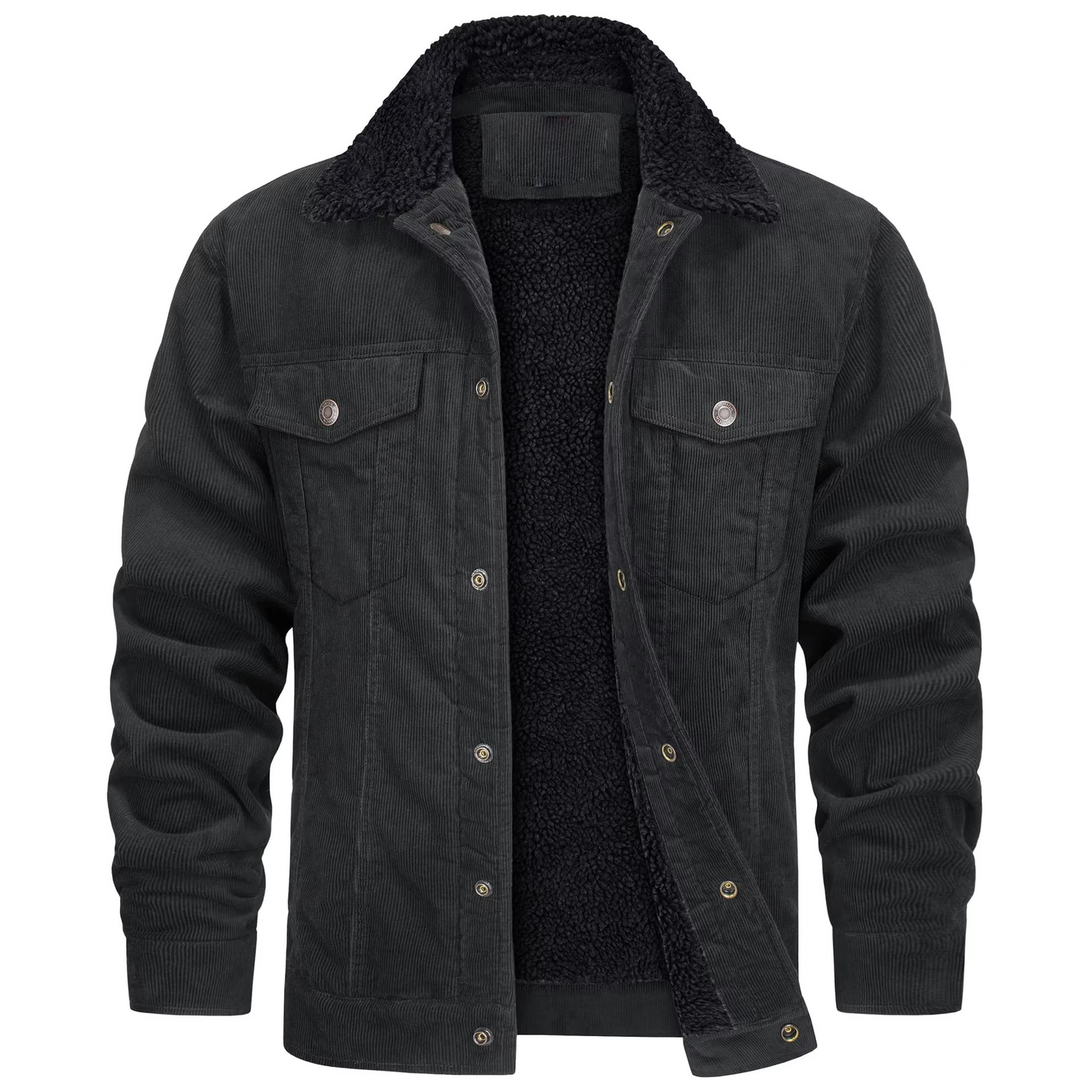 Veste Velours Cotele Bleu Marine Doublee De Polaire Hiver Pour Homme Style Utilitaire Decontracte Chaude