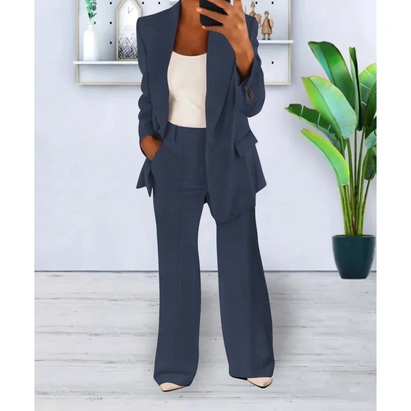 Kayla Ensemble Tailleur Formel Avec Blazer Long Sur Mesure Pour Femmes Professionnelles Élégantes