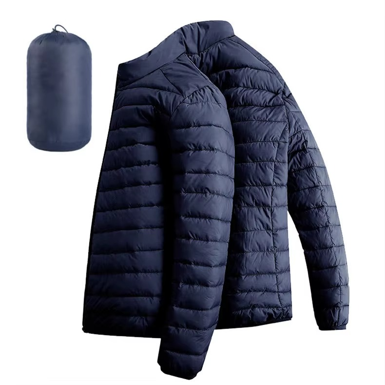 Veste Homme Légère à Capuche en Coton et Duvet avec Poches Zippées Parka Décontractée