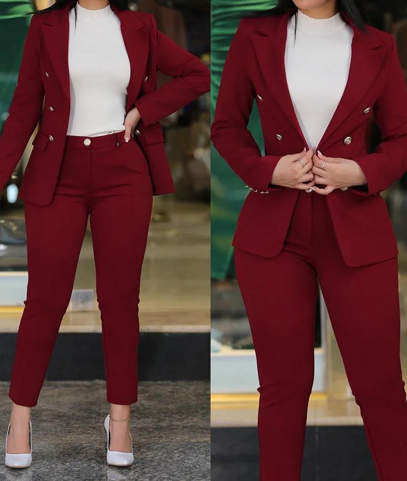 Avelena Damen-Zweiteiler: Elegantes, legeres Kostüm mit Blazer und Hose
