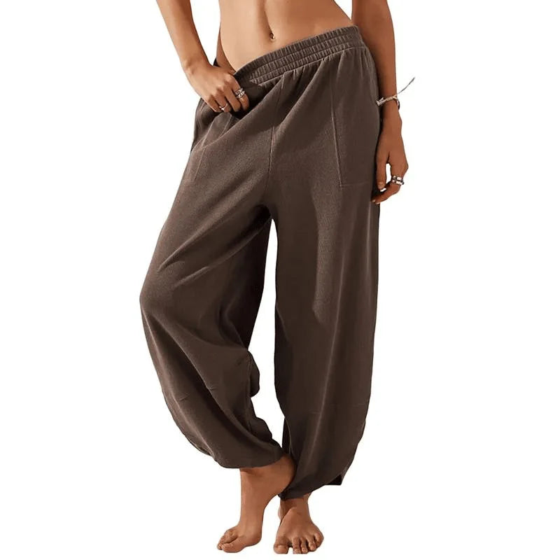 Sophia Pantalon À Jambe Large Évasée Confortable Élastique Léger Pour Printemps Automne